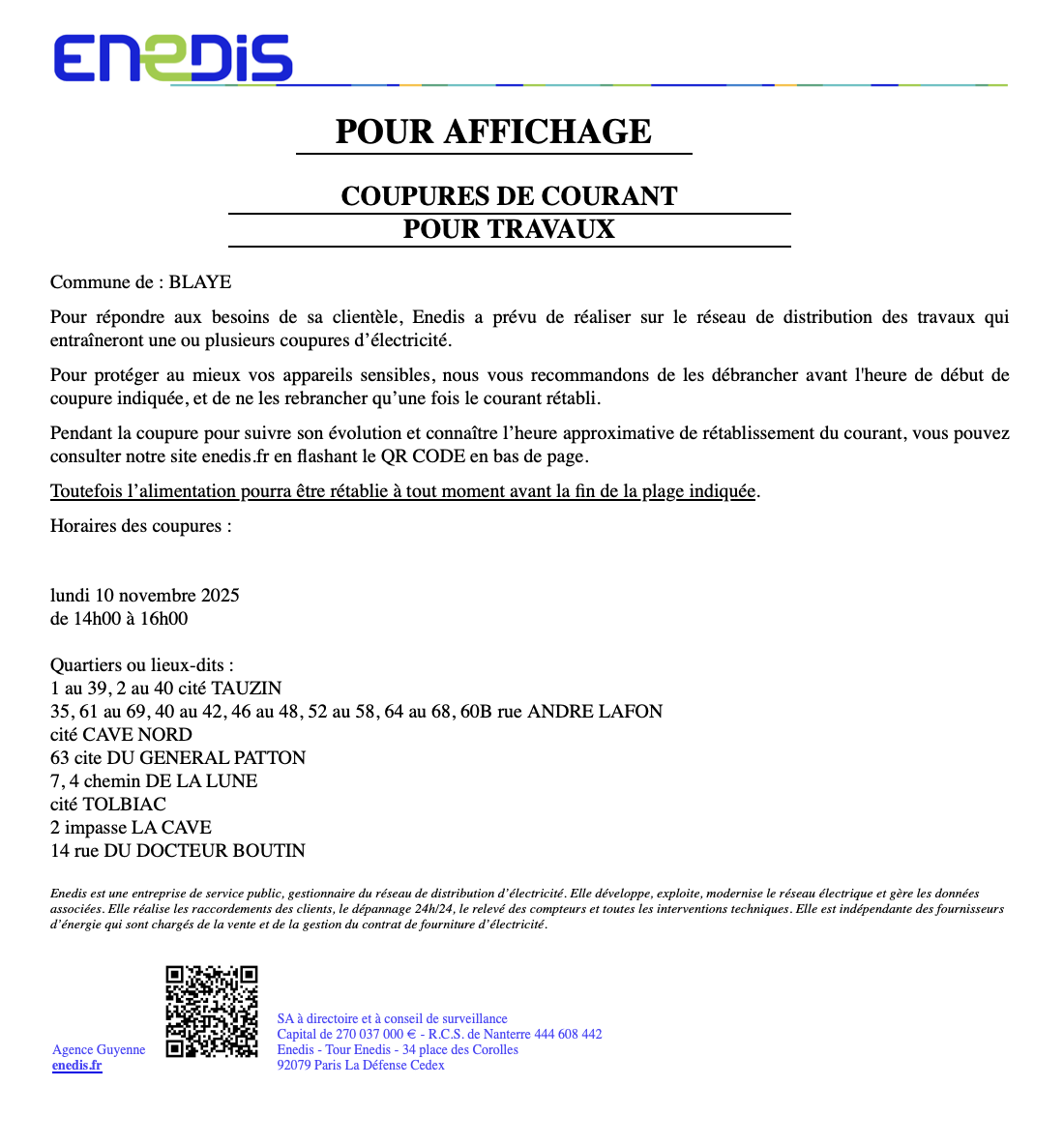 enedis fiche