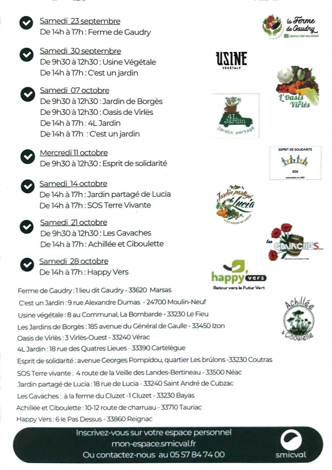 Programme septembre octobre 2023 formations Smicval verso